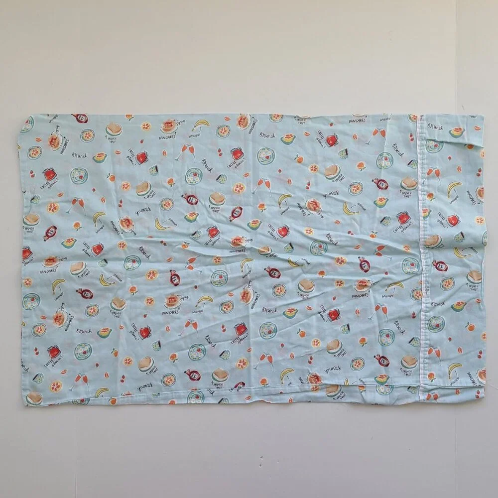 Martha Stewart Macy's Exclusive Breakfast Brunch Cotton Pillowcase Standard Blue